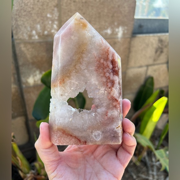 Pink Amethyst Quartz Crystal Druzy Freeform with Portal - Picture 7 of 11